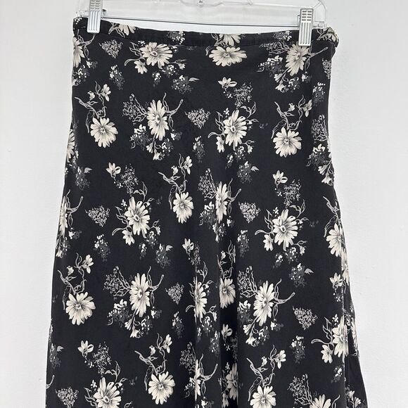 Vtg Valerie Stevens Womens 10 100% Pure Silk Dark Floral Midi Skirt Whimsygoth - Picture 3 of 7